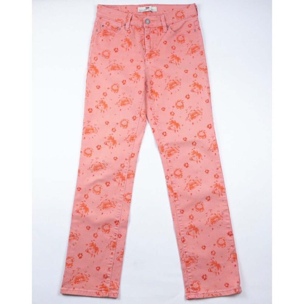 Levi's 512 Jeans Women's 29x30 Perfectly Slimming Pink Floral Print Straight Leg